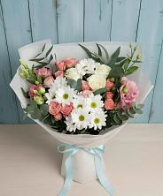 Букет цветов из:  Розы, Лизиантусы и Хризантемы в Полысаево