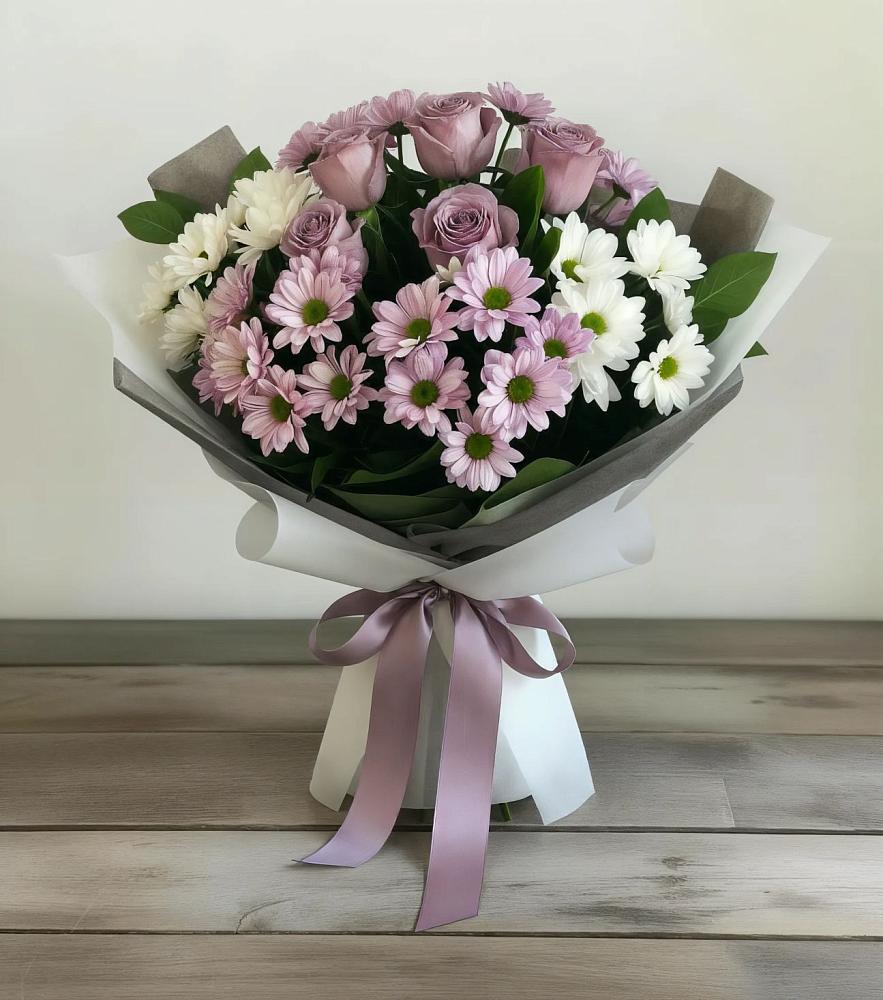 Букет цветов из: Хризантемы и Розы в Полысаево