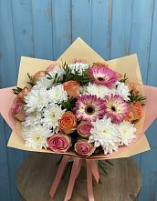 Букет цветов из:  Розы, Герберы и Хризантемы в Полысаево