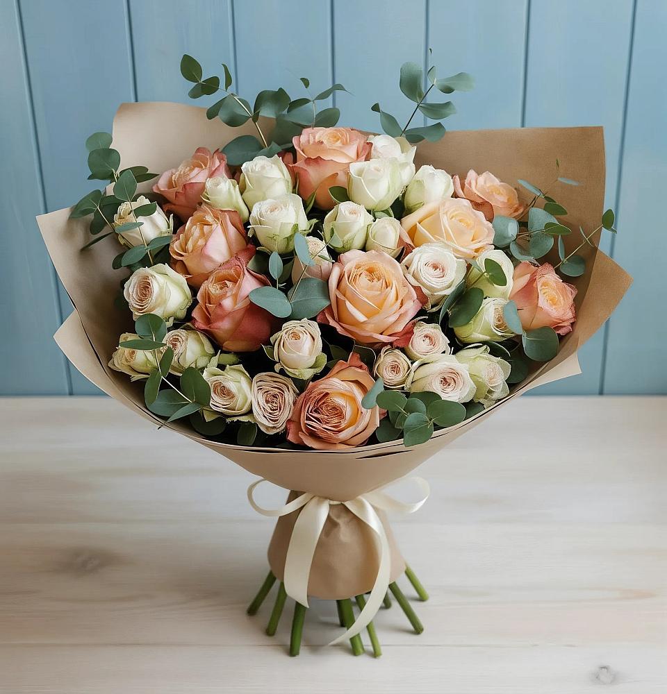 Букет цветов из: Альстромерии и Розы в Полысаево