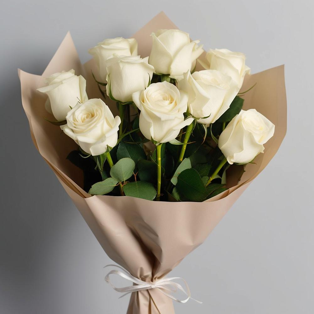 Букет 9 Белых роз Эдлесс Лав в Полысаево