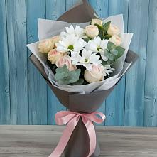 Букет цветов из:  Хризантемы и Розы в Полысаево