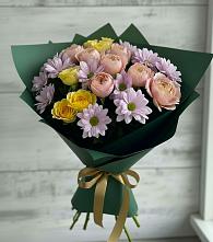 Букет цветов из:  Хризантемы и Розы в Полысаево