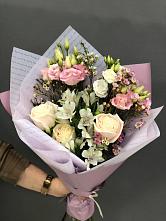 Букет цветов из:  Альстромерии, Розы и Лизиантусы #REPLACE_PRED# Полысаево