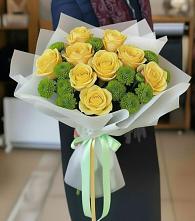 Букет цветов из:  Хризантемы и Розы #REPLACE_PRED# Полысаево