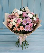 Букет цветов из:  Хризантемы, Розы и Альстромерии в Полысаево