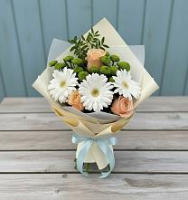 Букет цветов из:  Герберы, Розы и Хризантемы в Полысаево